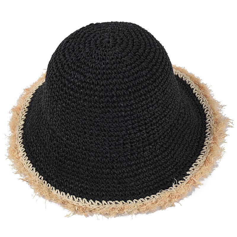Damhatt sommar halmhattar panama bucket cap solhattar uv-skydd panama floppy beach hattar dam rosetthatt chapeau femmel