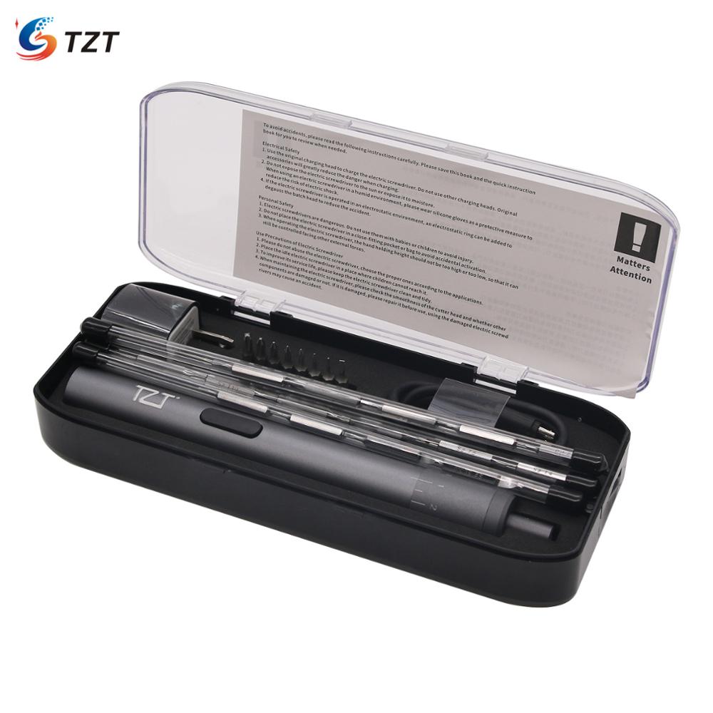 TZT Cordless Electric Screwdriver 3.7V Lithium Battery Rechargeable Electric Screwdriver with 8 Bits Set