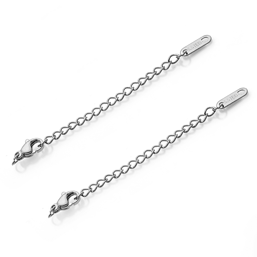 10-20pcs Stainless Steel Extension Tail Chain Lobster Clasps Connector Extended Chain for Bracelet Necklace Jewelry Making DIY: M / green