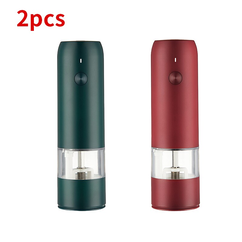 1/2Pcs Electric Pepper Grinder Sets USB Rechargeable Spice Mill Grinder with LED Light Adjustable Kitchen Grinding Gadgets: 2pcs