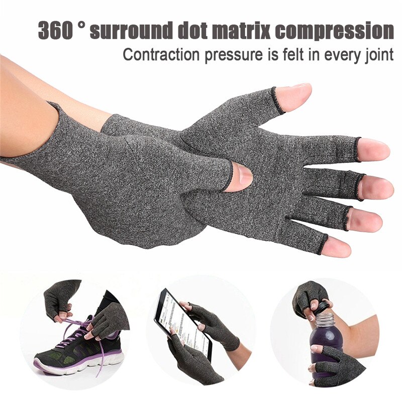 Gants De Compression Pour Arthrite - Soulagement Douleur Mains/poignets, Gris Coton