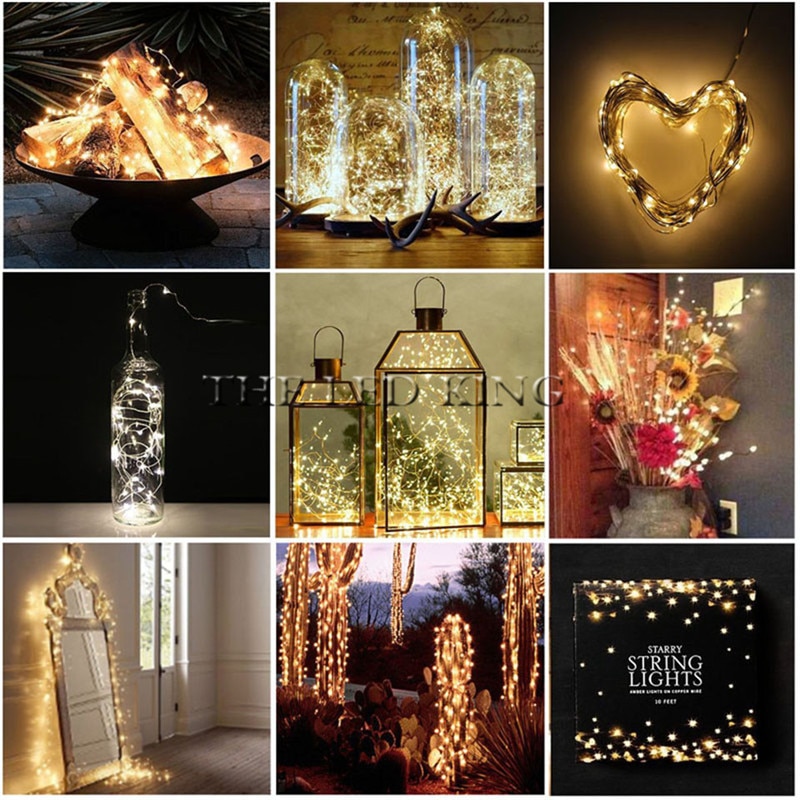 Waterproof String light Strip Silver Wire Fairy warm white Garland Home Christmas Wedding Party Decoration USB 2M 10M