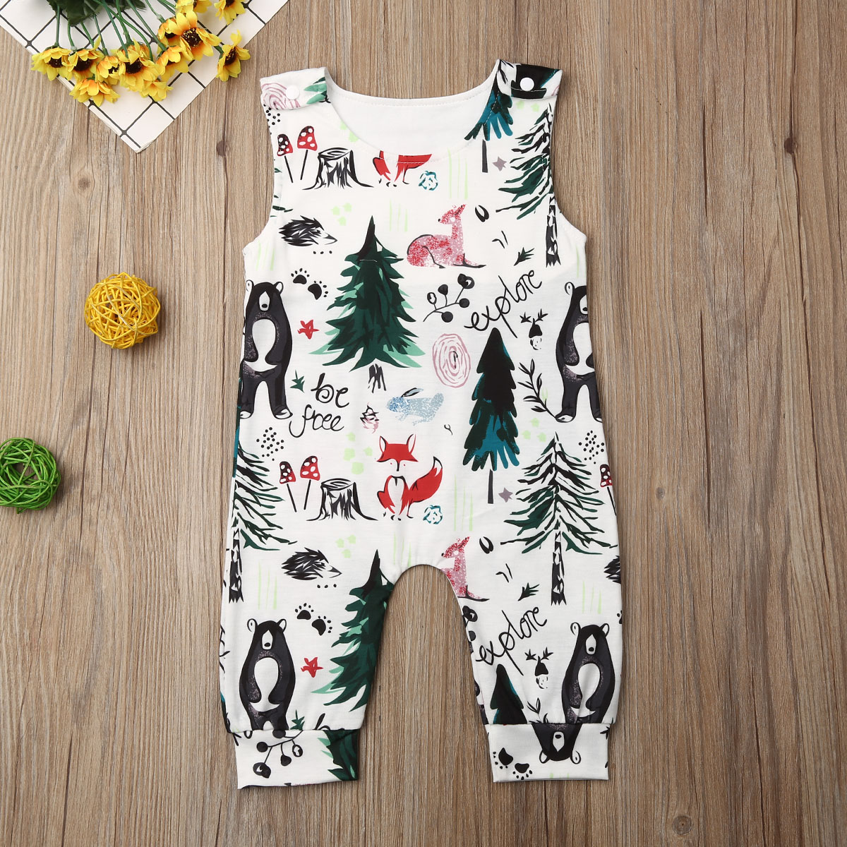 Baby Summer Clothing Newborn Baby Girl Boy Clothes Sleeveless Animal Romper Jumpsuit Overall Playsuits Casual Outfits