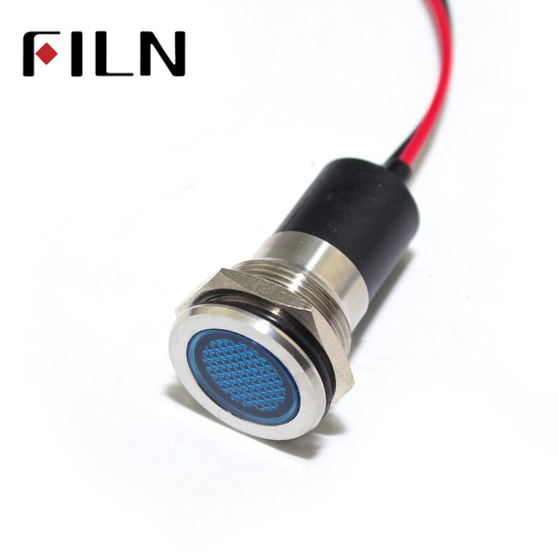 FILN red green yellow blue white led metal 19mm mounting hole 24v 110v 220v 12v indicator light with 20cm cable