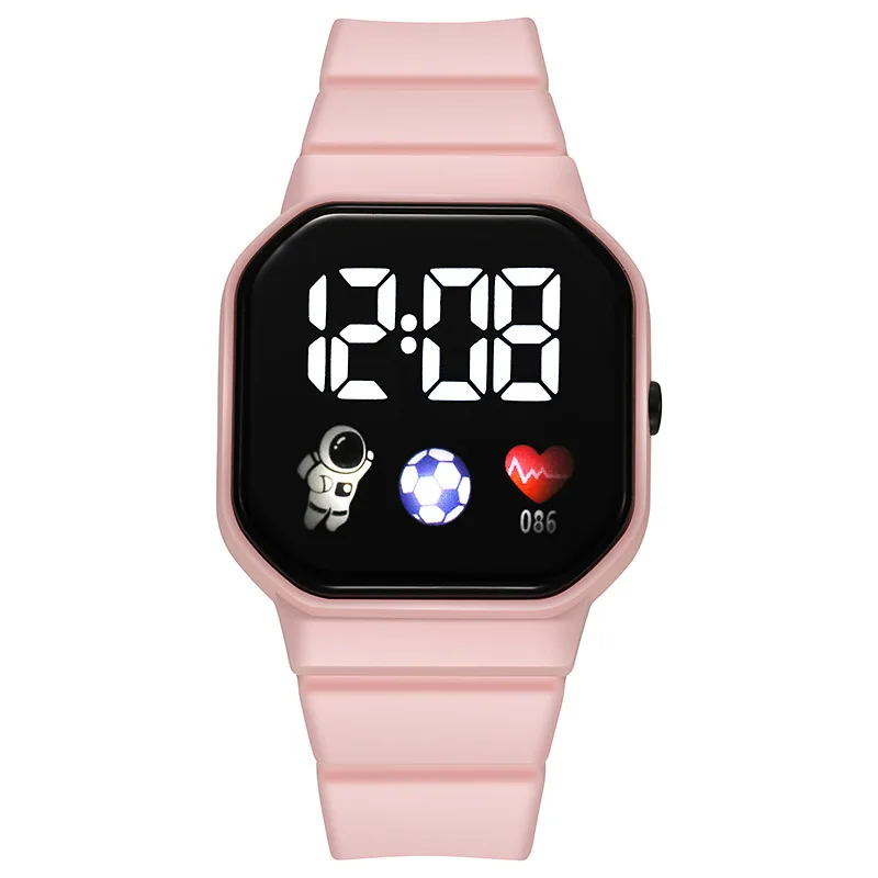 2024 LED-Digitaluhr für freundlicher, Jungen, Mädchen, FußBall, Sportuhren, Silikon-Digitaluhr, lässige elektronische freundlicher-Armbanduhr: dunkel Grau