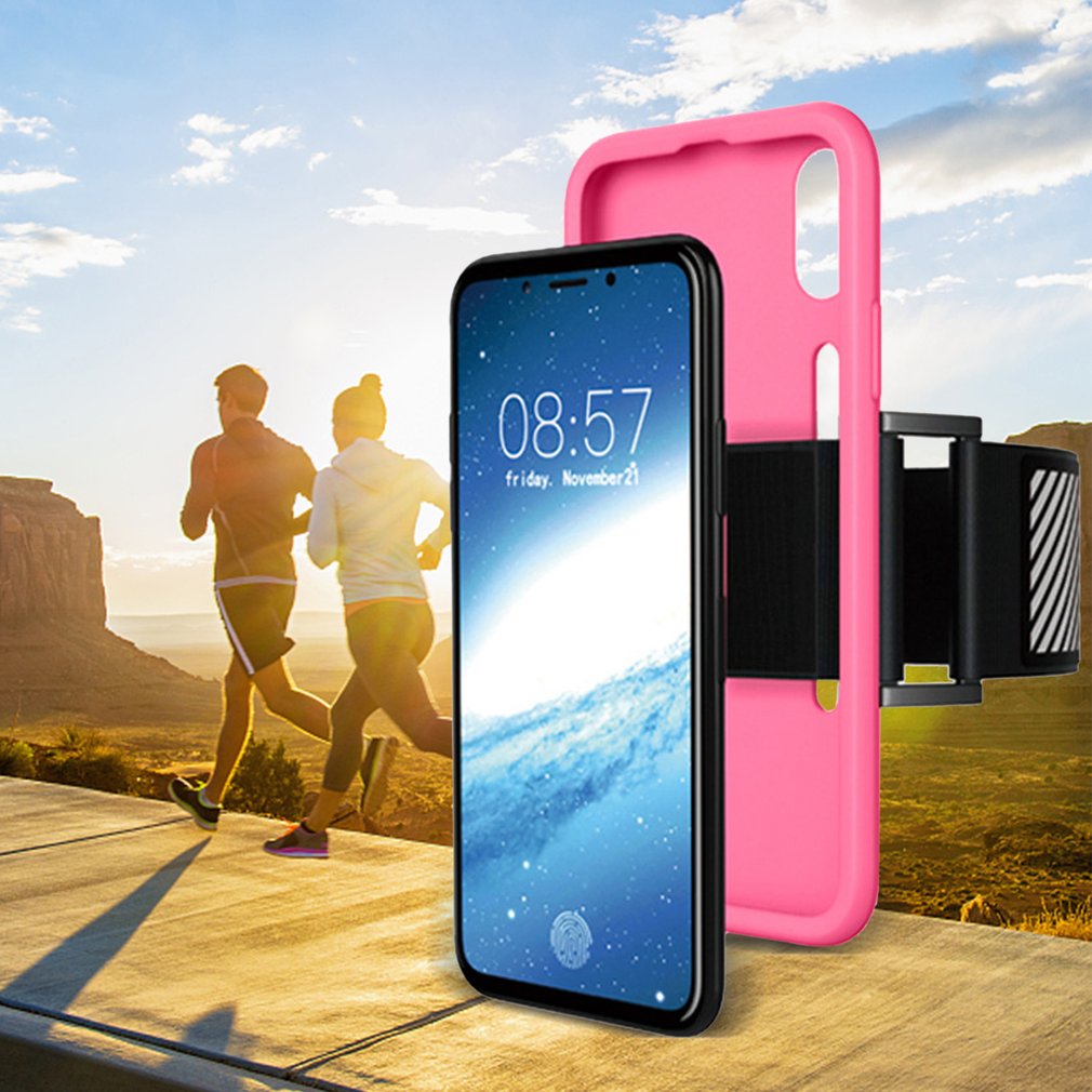 2 en 1 anti-transpiration sport coureurs motards brassard antichoc Silicone Gel téléphone étui brassards couvre pour Apple iPhone X