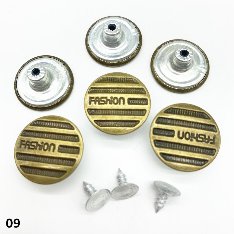 20 piezas 20mm bronce de botón de Metal para pantalones Shank botón para prendas de vestir pantalones ropa de costura Accseeories hecho a mano # Ro: 09