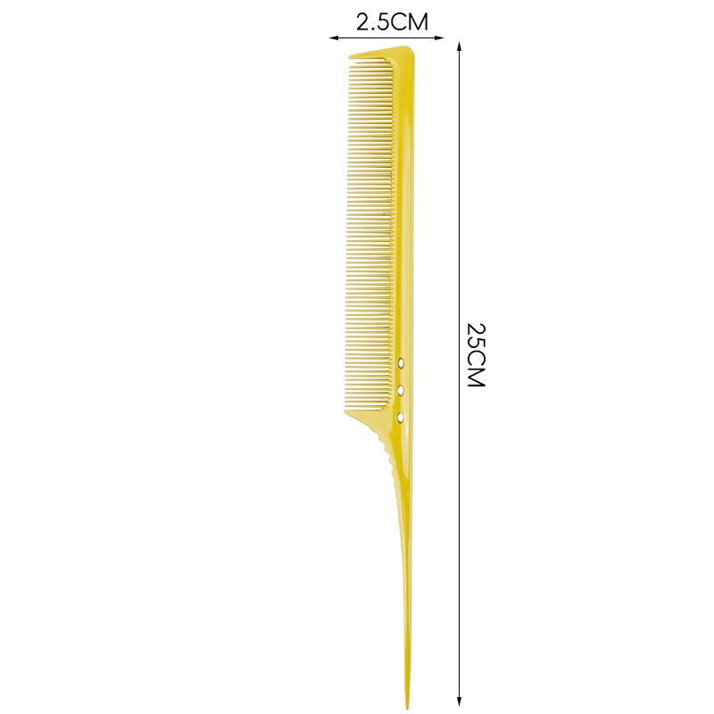 Peine de cola puntiaguda para peluquería, peines de estilismo para mujer, cepillo de pelo para corte de pelo, cepillo de dientes denso para peluquero: Naranja