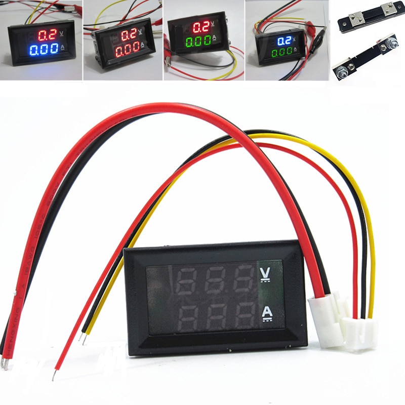 Mini Digital Voltmeter Ammeter DC 100V 10A Voltmeter Current Meter Tester Blue+Red Dual LED Display