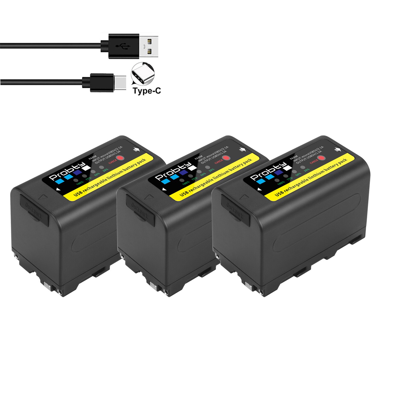 6800mAh USB Output NP-F770 NP-F750 NP F770 np f750 Battery For Sony NP-F330 NP-F530 NP-F570 NP-F730 NP-F750 NP-F770 NP-F970: 3pcs