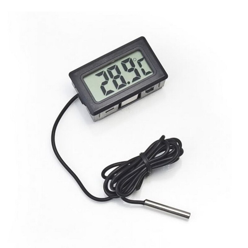 1m Measuring Temperature Range -50 To 110 Water Temp Gauges LCD Digital Thermometer Hygrometer Gauge Tester Probe Temp Sensor: 01 black