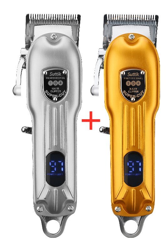 Barber Hair Clipper Trimmer Men Rechargeable Electric Finishing Cutting Machine Beard Shaver Cordless LCD Display: Silver