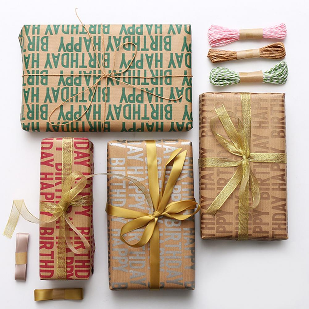 Thicken 1 Set Portable Happy Birthday Wrapping Paper Single-Sided Craft Papers Collapsible for Home
