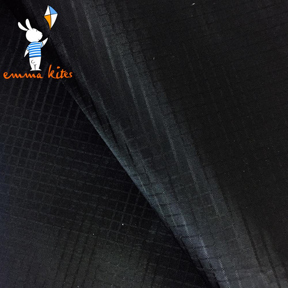 Black 40D Ripstop Nylon Fabric 46g/sqm PU Coating Lightweight Water Repellent Cloth for Bag Kite Flag Banner