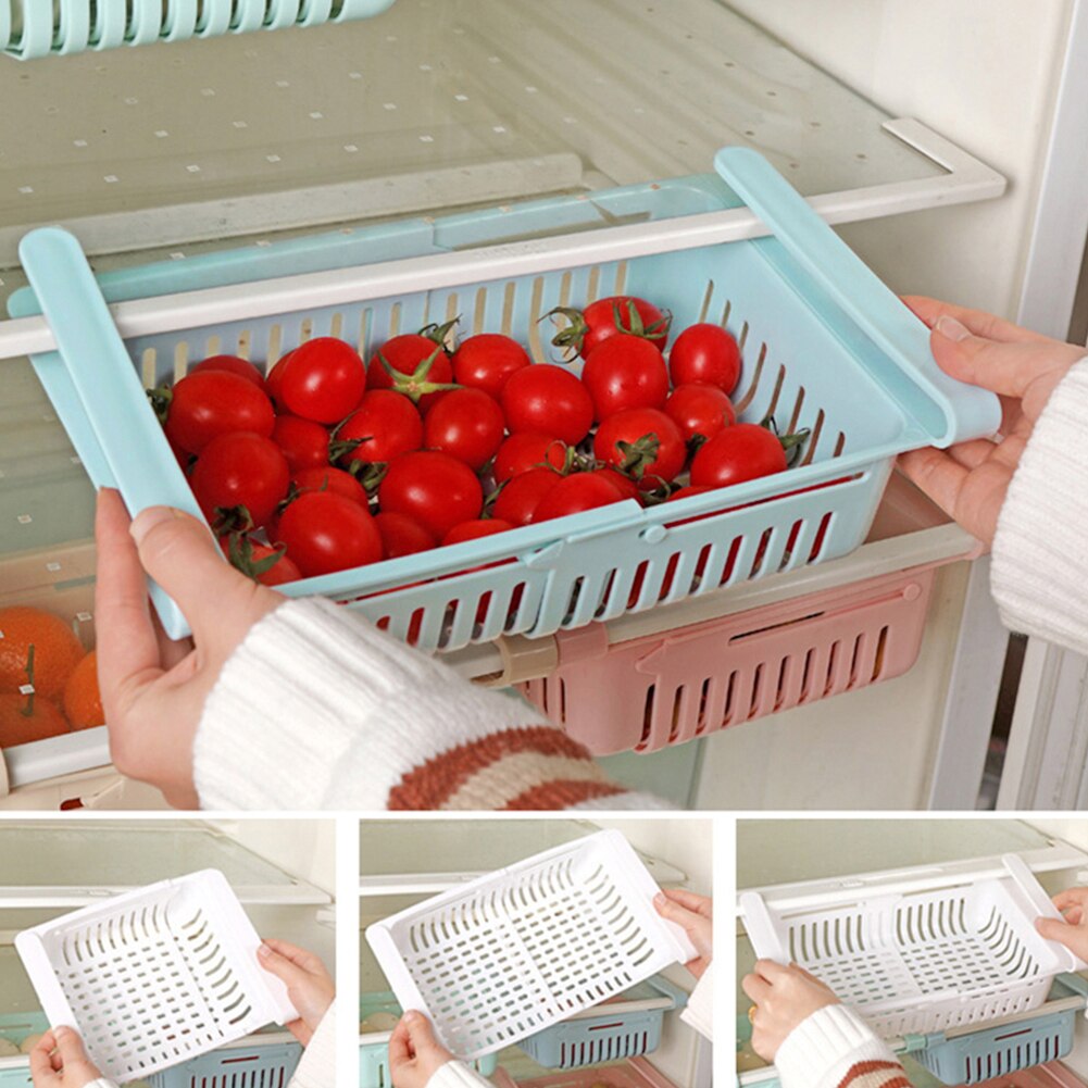 Adjustable Stretchable Refrigerator Organizer Drawer Basket Pull-out Drawers Fresh Spacer Layer Fridge Household Storage Rack