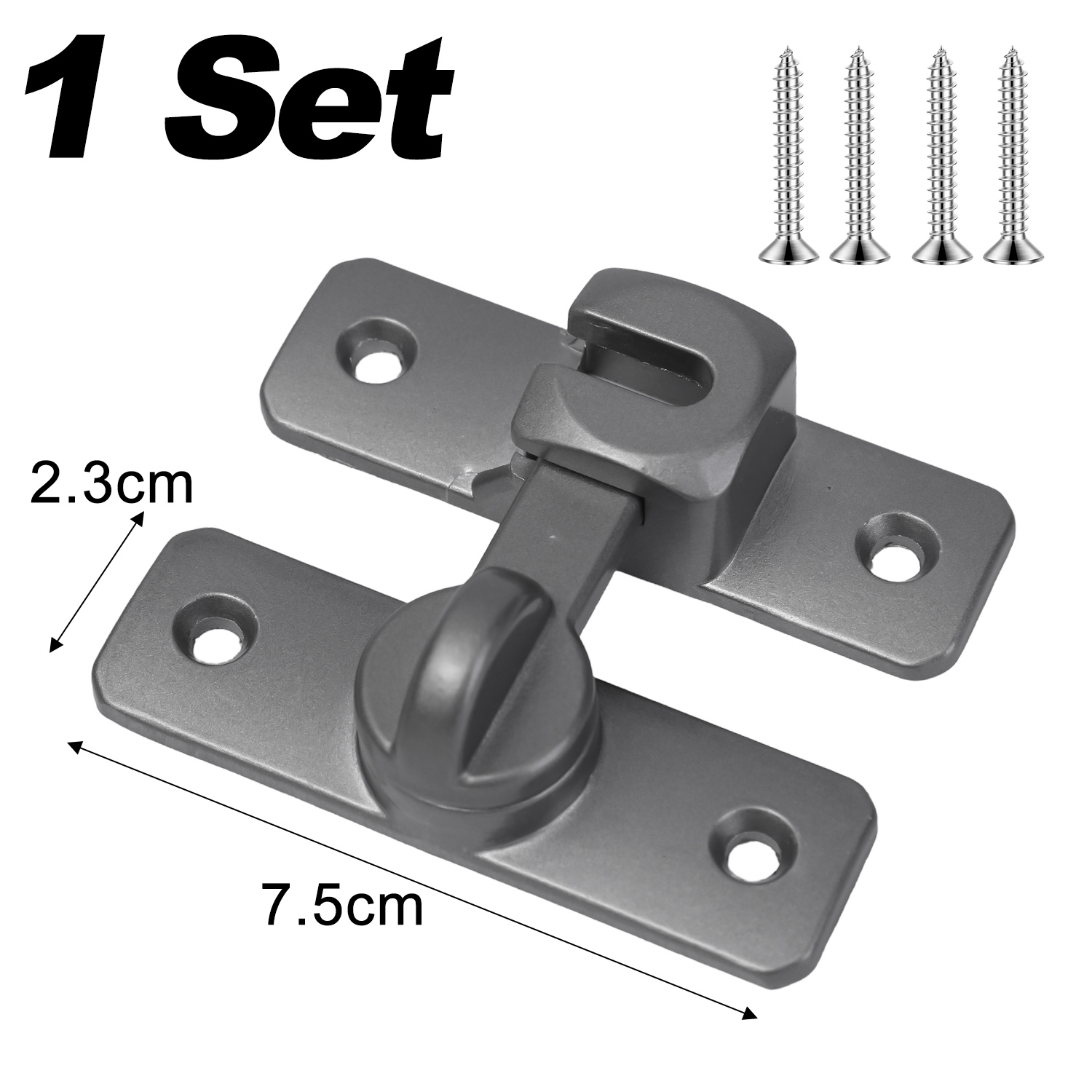 Cerradura de puerta de ángulo recto de aleación 1/5x, cerradura de puerta de 90 y 180 grados, pestillo de puerta corredera, ventana, cajones, gabinete, hebillas de puerta, ferretería para el hogar: 2,75 pulgadas / Blanco y negro