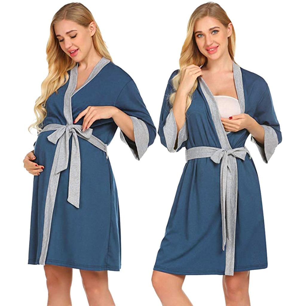 Camisola de maternidade enfermagem pijama, roupão de entrega de robe, camisola de amamentação, nuisette, femme