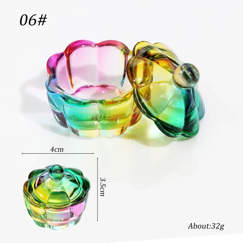Acrylic Powder Liquid Crystal Glass Cup Aurora Colorful Cup Nail Brush Washing Mug Nail Art Tools Liquid Powders for Mixing Bowl: Yellow