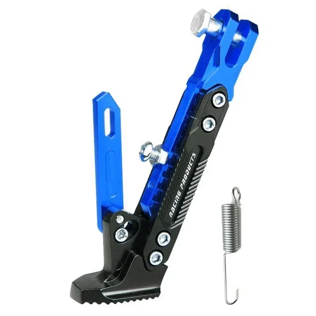 Soporte lateral de pie de Metal ajustable para motocicleta, soporte de patada para motocicleta, accesorios de estacionamiento: Azul