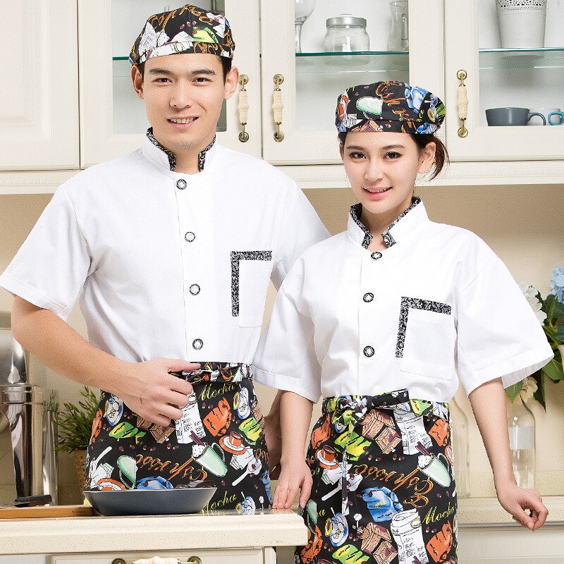 Chef Costume Food Beverage Hotel Dedicated Short Sleeve Kitchen Casual Cook Cooking Uniforms #7435