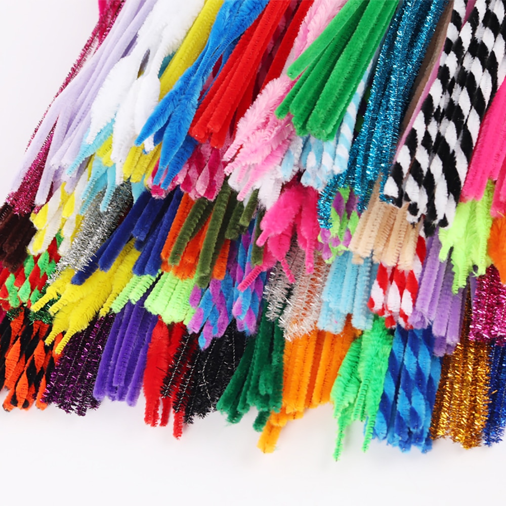 Lucia crafts 50/100 stk chenille stilke piberensere børns pædagogisk legetøj plysstick diy art craft  l0209