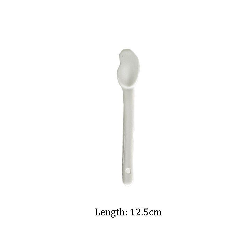 LadyCC – fourchette irrégulière en céramique Simple et créative, cuillère de dessin animé blanche, couteau à beurre, accessoires de tir: C