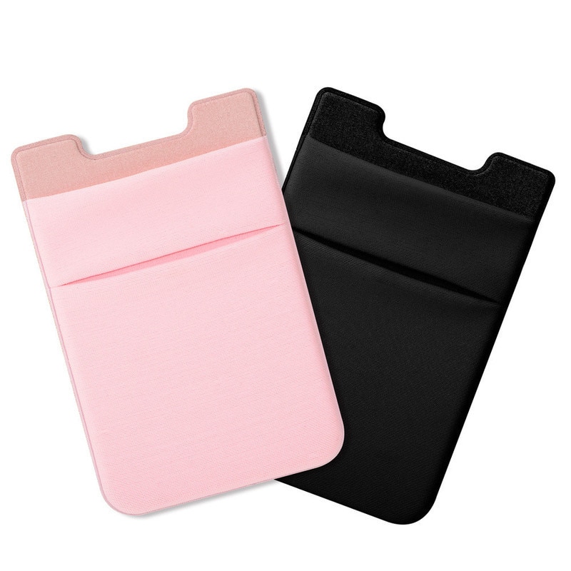 1pc adhésif autocollant téléphone poche téléphone portable bâton sur carte portefeuille extensible Lycra cartes de crédit porte-carte d'identité pochette