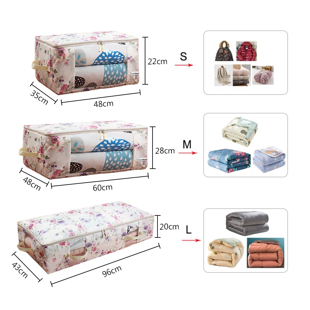 S / m / l quiltopbevaringspose fugtbestandig beholderpose til tøj sengetøj puder dynetasker taske til hjemmet