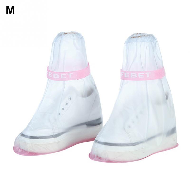 1 Pair Waterproof Protector Shoes Ribbon Rain Shoe Covers High-Top Anti-Slip Rain Shoes Cases Boot Cover Women Men: Transparent / S