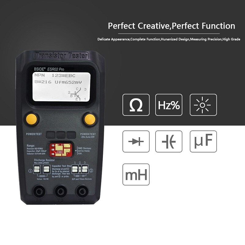 Digital transistor esr 02 pro tester smd komponenter diode triode motstand kondensator induktor meter multimeter med pinsett