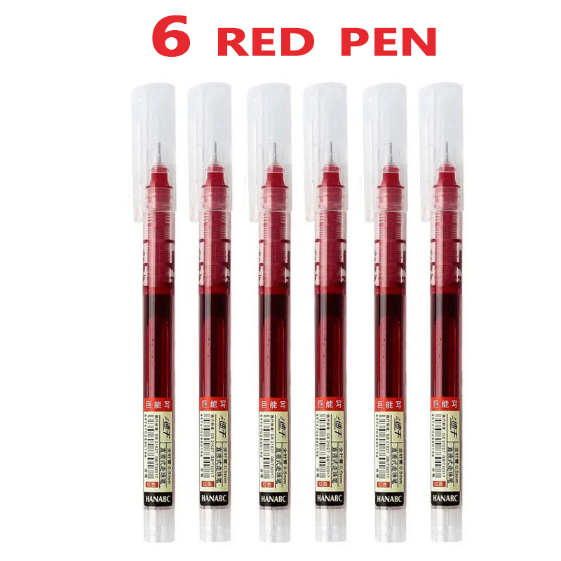 Set Pixuri Gel - 12 Buc - Vârf Scriere 0.5mm - Cerneală Uscare Rapidă - Negru, Roșu, Albastru și Culori: Roşu