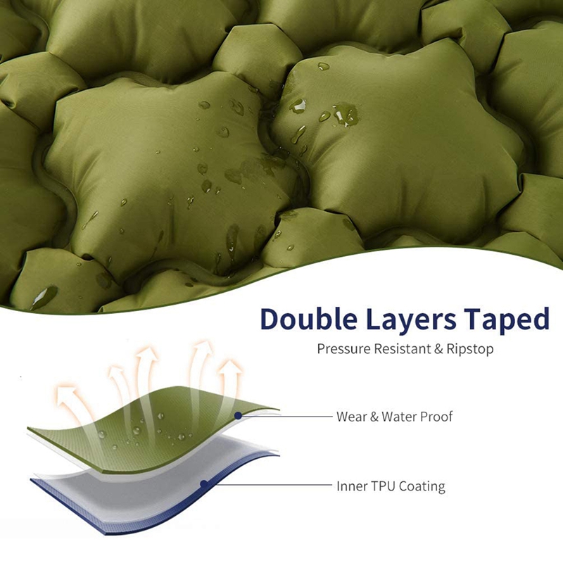 Camping Sleeping Pad With Pillow Ultralight Inflatable Sleeping Mat For Backpacking Hiking Thick 2 Inch Air Mattress