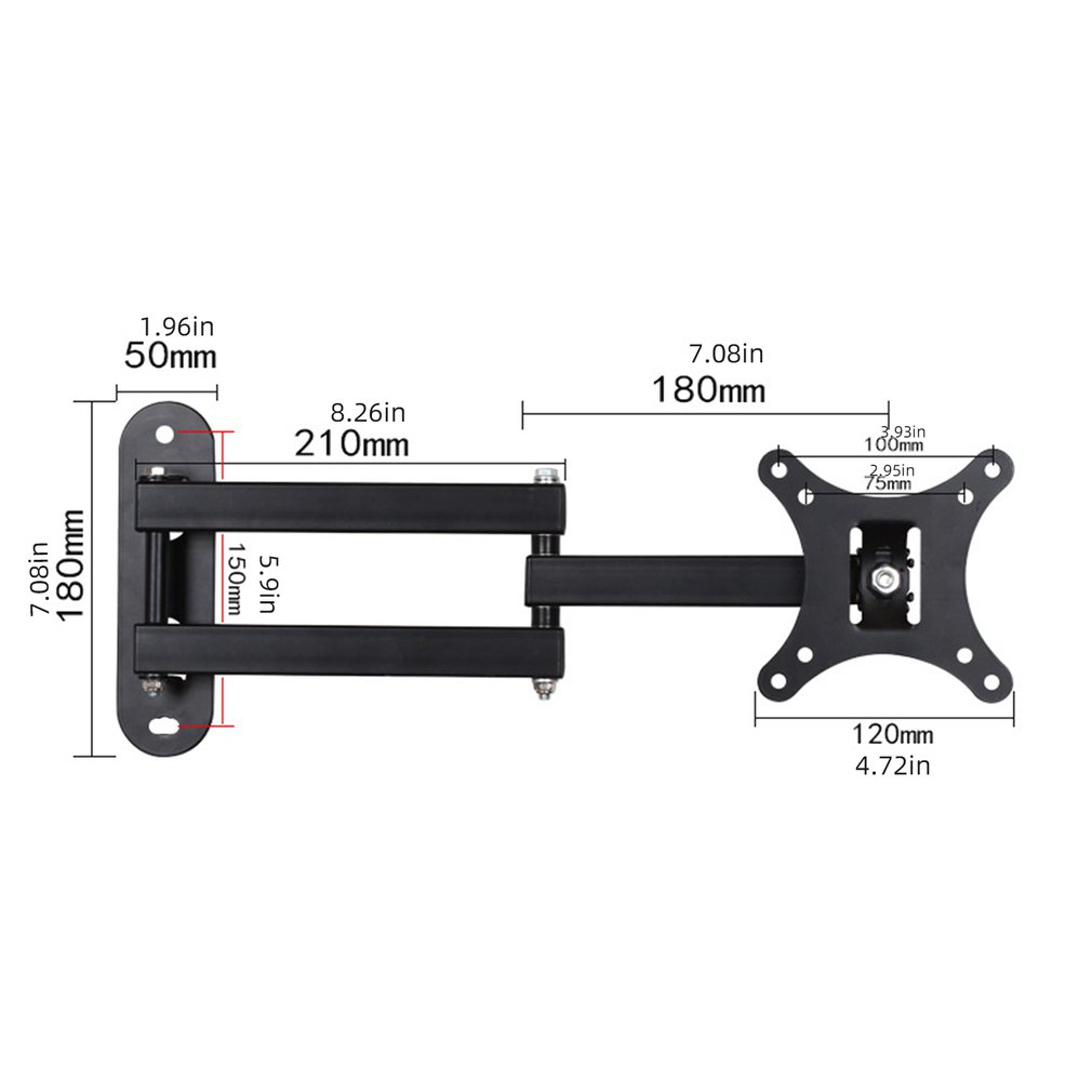 Universal Adjustable TV Wall Mount Bracket Support 180 Degrees Rotation for 10 - 27 Inch LCD LED Flat Panel TV