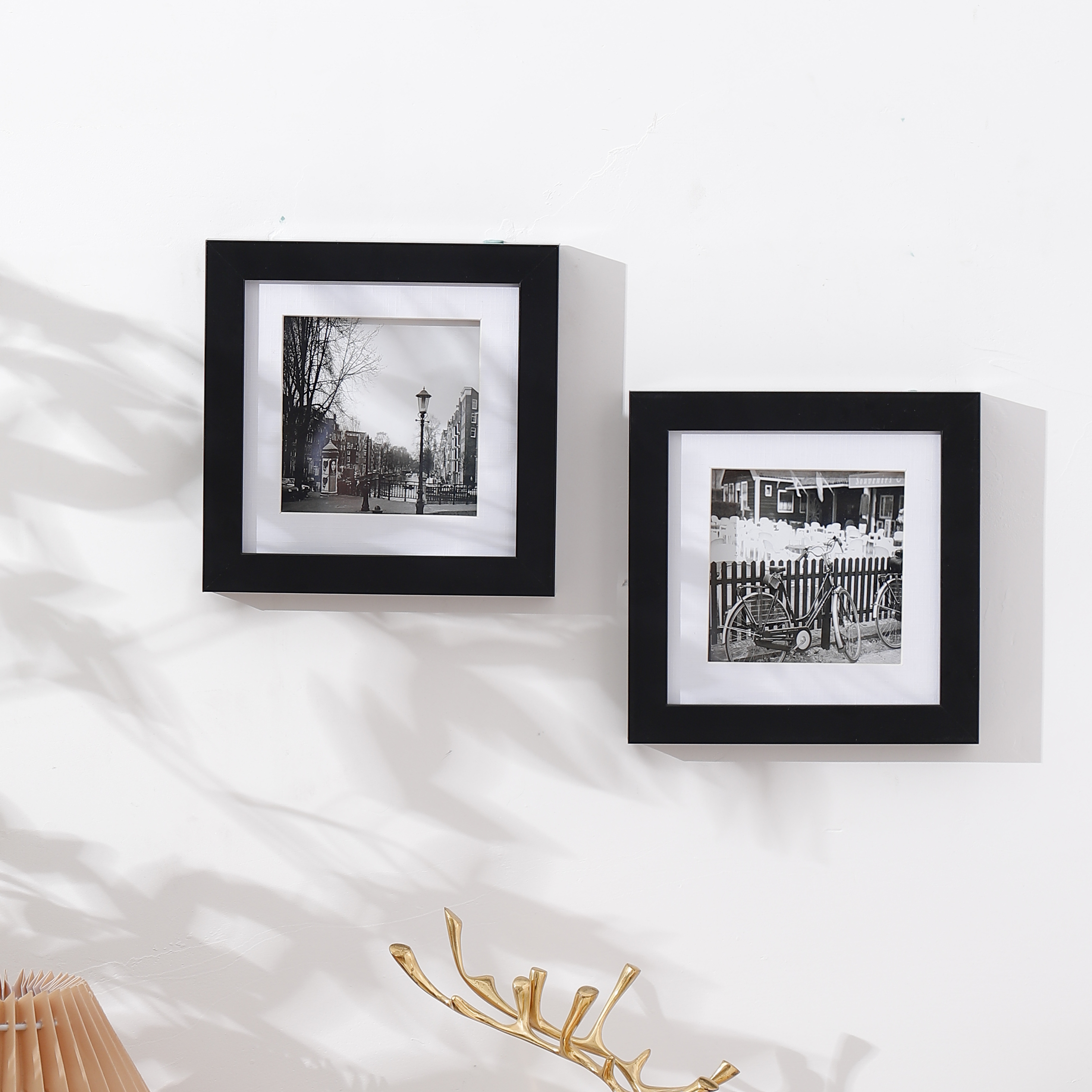 Marco de fotos de papel de plástico negro cuadrado, marco de fotos integrado de 4x4 pulgadas, pared de oficina en casa, sala de estar, bar, cafetería, imagen colgante, 1 unidad