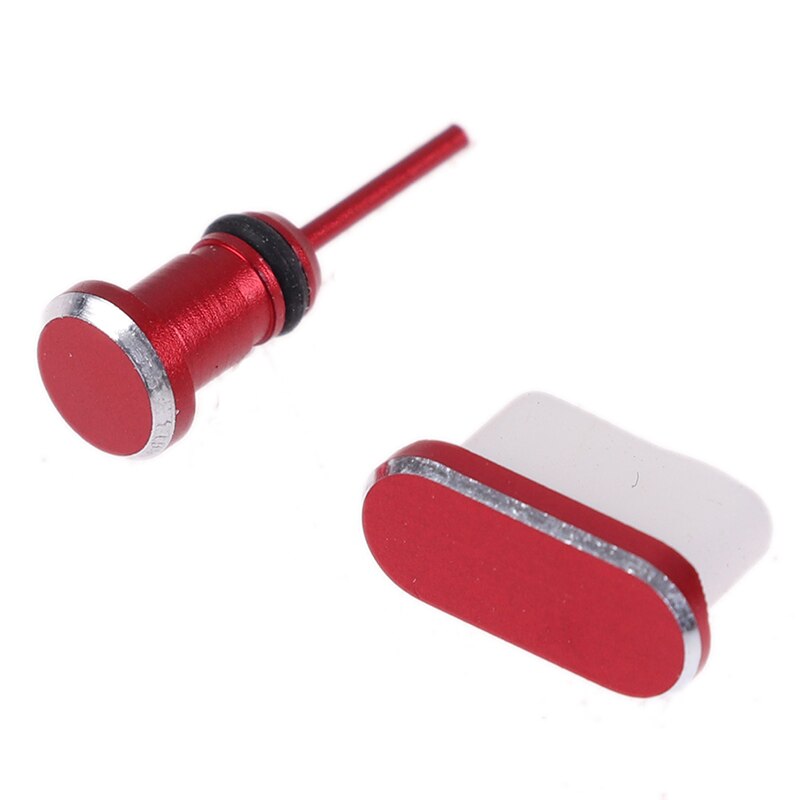 1Pc Kleurrijke Metal Anti Dust Pluggen Type-C Opladen Gaten 3.5Mm Hoofdtelefoon Jack Siliconen Port Bescherming Stof plug Voor Smartphone: Red