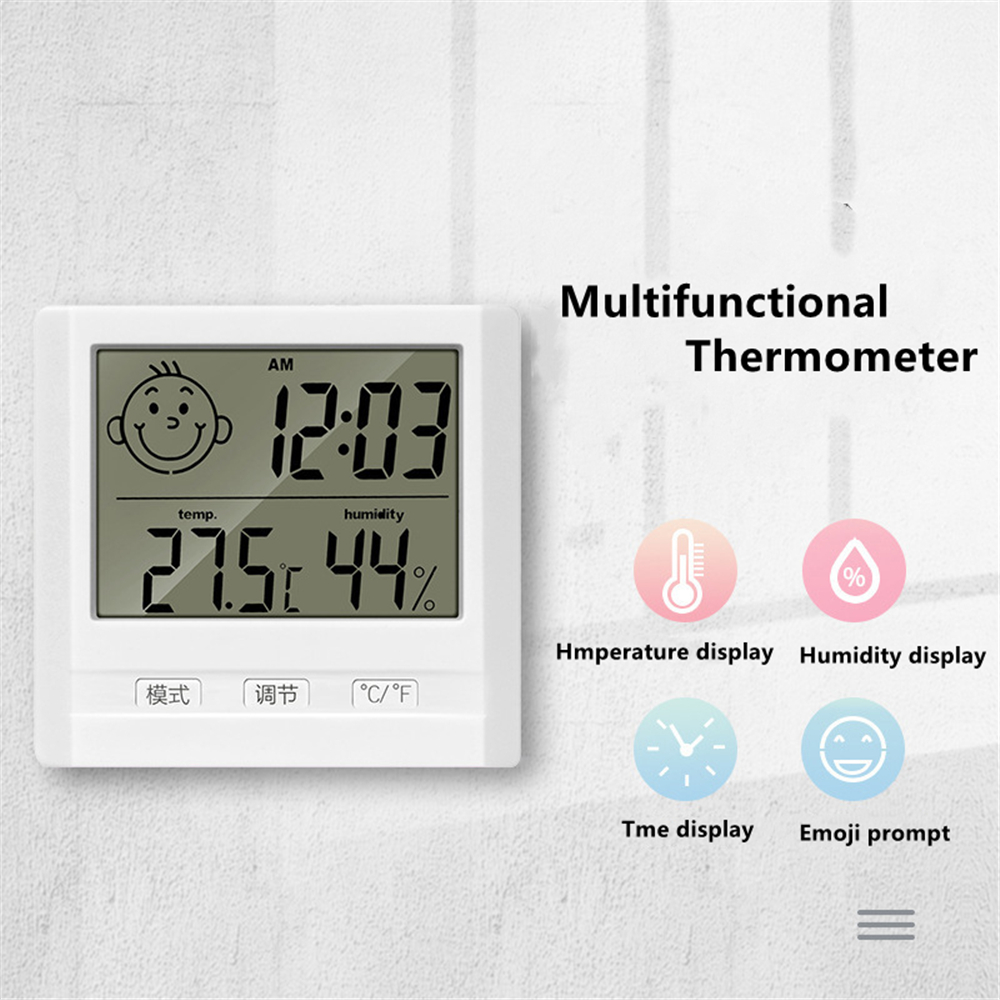 Electronic Thermometer Hygrometer Indoor Multifunctional Temperature Humidity Meter Thermometer with Time Display Home Supplies