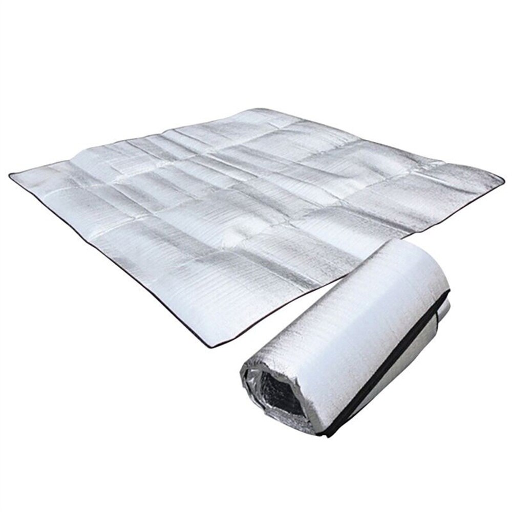 Esterilla portátil de papel de aluminio para pícnic al aire libre, esterilla de playa resistente al agua, esterilla de Camping, manta con bolsillo