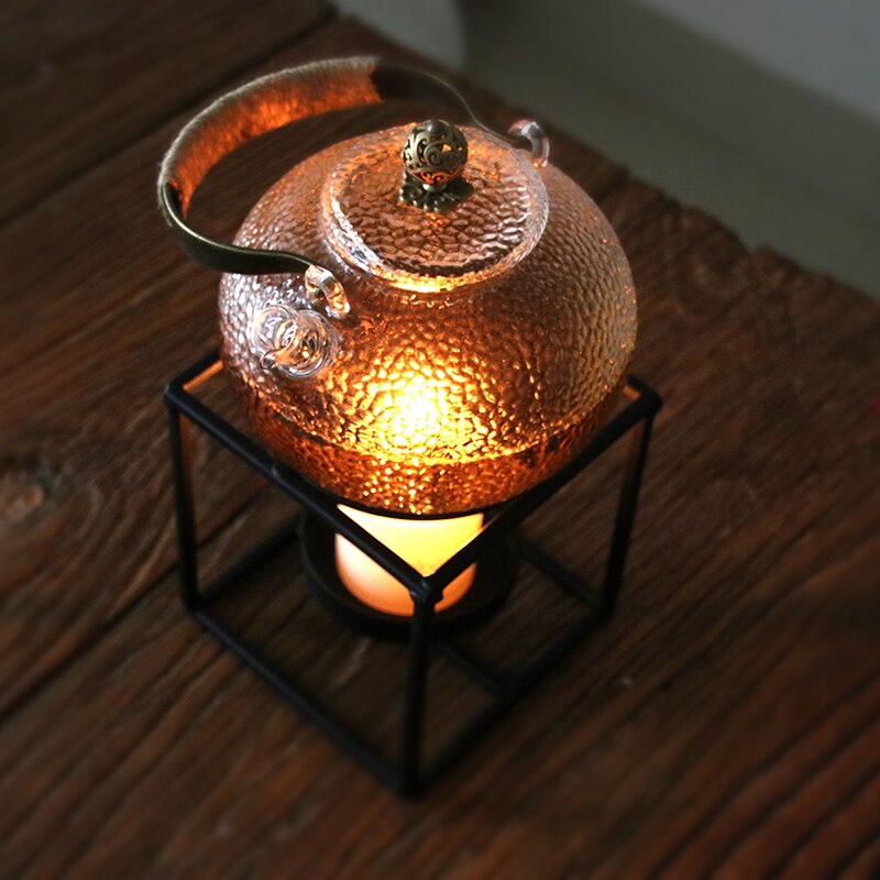 Estilo japonés hecho a mano breve arte del hierro estante para té blanco vela soporte Alcohol luces hervidas flor té casa calentar la Base