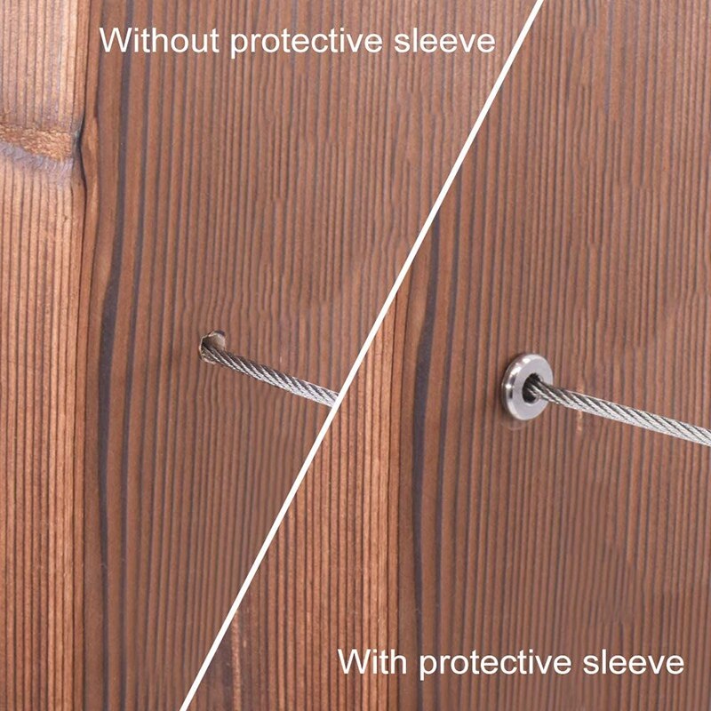 80Pcs T316 Stainless Steel Protector Sleeves for 1/8 Inch Deck Cable Railing Kit for Wood &amp; Metal Posts DIY Balustrade