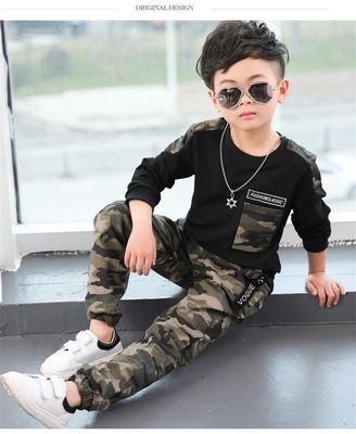 Kids Sport Clothing Sets Boys Tracksuit Autumn Camouflage Children Tops Pants 2Pcs Kit Outfit Teenager Boys Camouflage Tracksuit