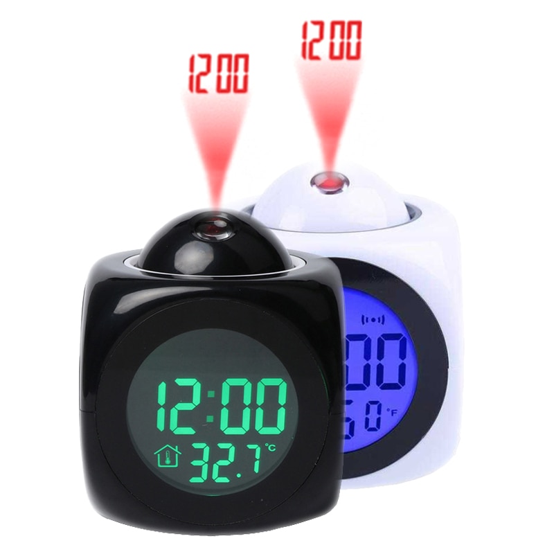 USB Projektion Wecker Decke Display Snooze Schreibtisch Tisch Uhr Englisch Stimme Zeit Multi-funktion Digitale Projektion Uhr