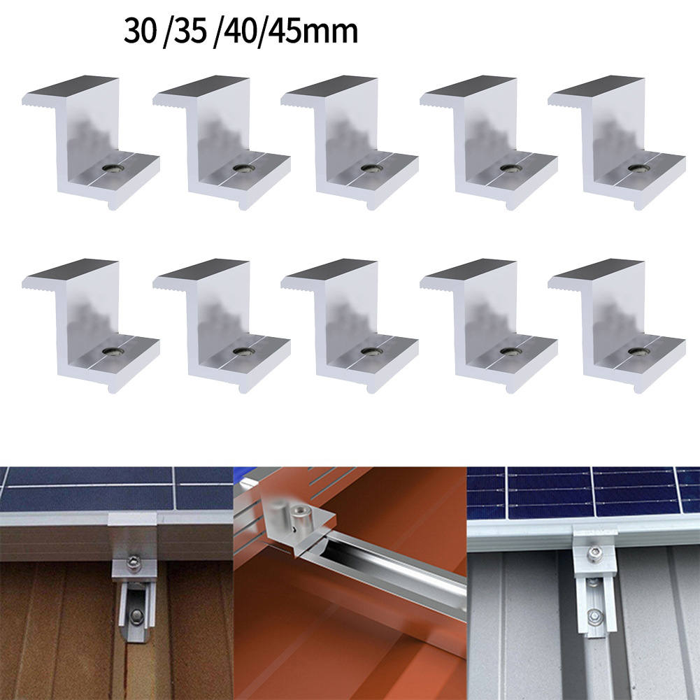 10 Stück Solarpanel-Montagehalterungen, Aluminium-PV-Endklemme, Z-Halterung, Solar--Photovoltaik-Zubehör, 30 mm/35 mm/40 mm/45 mm