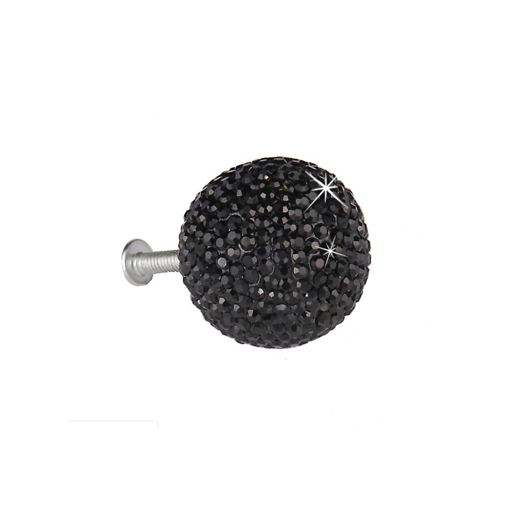 Manija de cajón de bola de cristal brillante, perilla de puerta de diamante con 5 uds. De tornillos de tuerca: Black
