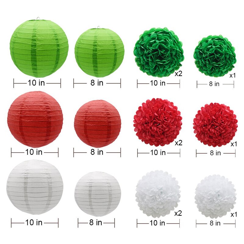 Juego de 24 pompones decorativos de papel de seda de colores para bodas, cumpleaños, fiestas, Contiene verde claro verde blanco