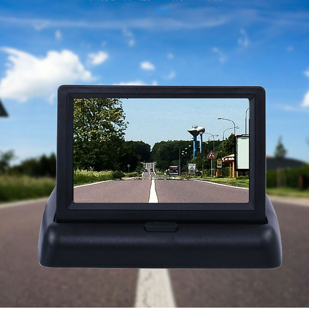 Monitor de coche 4,3 "Pantalla plegable Color TFT LCD 4,3 pulgadas espejo HD pantalla para cámara de visión trasera copia de seguridad Reaverse