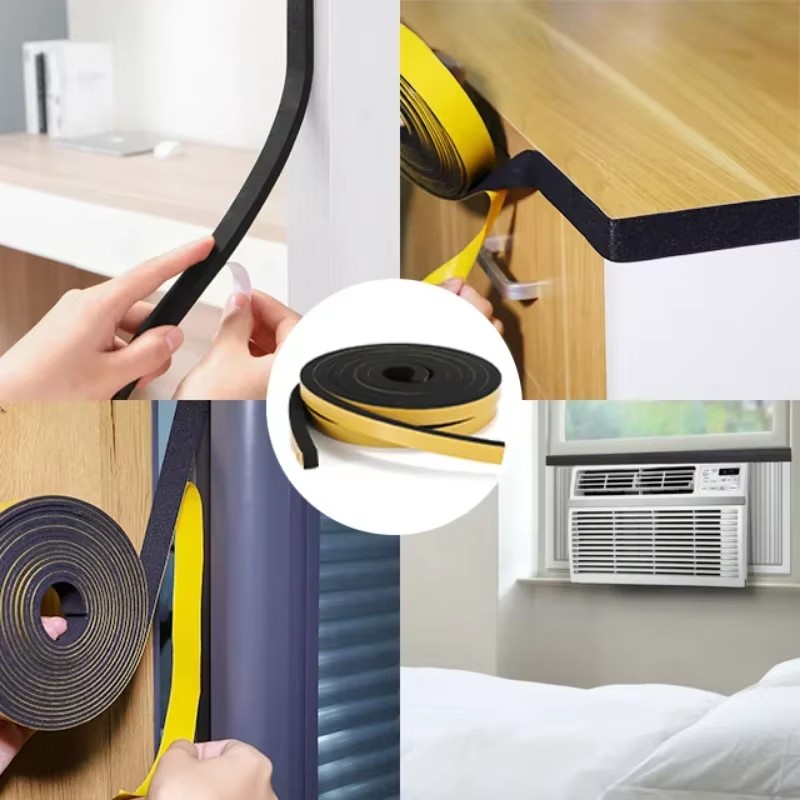 2-10M Foam Strip Strong Backing Adhesive Self-Adhesive Sponge Strip Sound Insulation Anti-Collision Sealing Rubber Strip