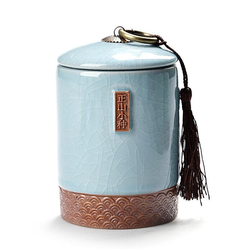 Retro kina stil keramisk te opbevaringsboks te krukker 1 stk slik krukker opbevaringsbeholder til mad køkken mini krydderier opbevaringsboks: Zsxz pulverblåt