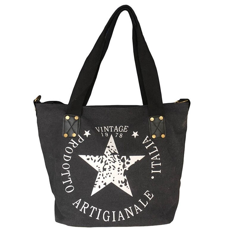 mode canvas vrouwen schoudertas Grote capaciteit casual Tote Pentagram afdrukken handtassen vintage style vrouwen tas