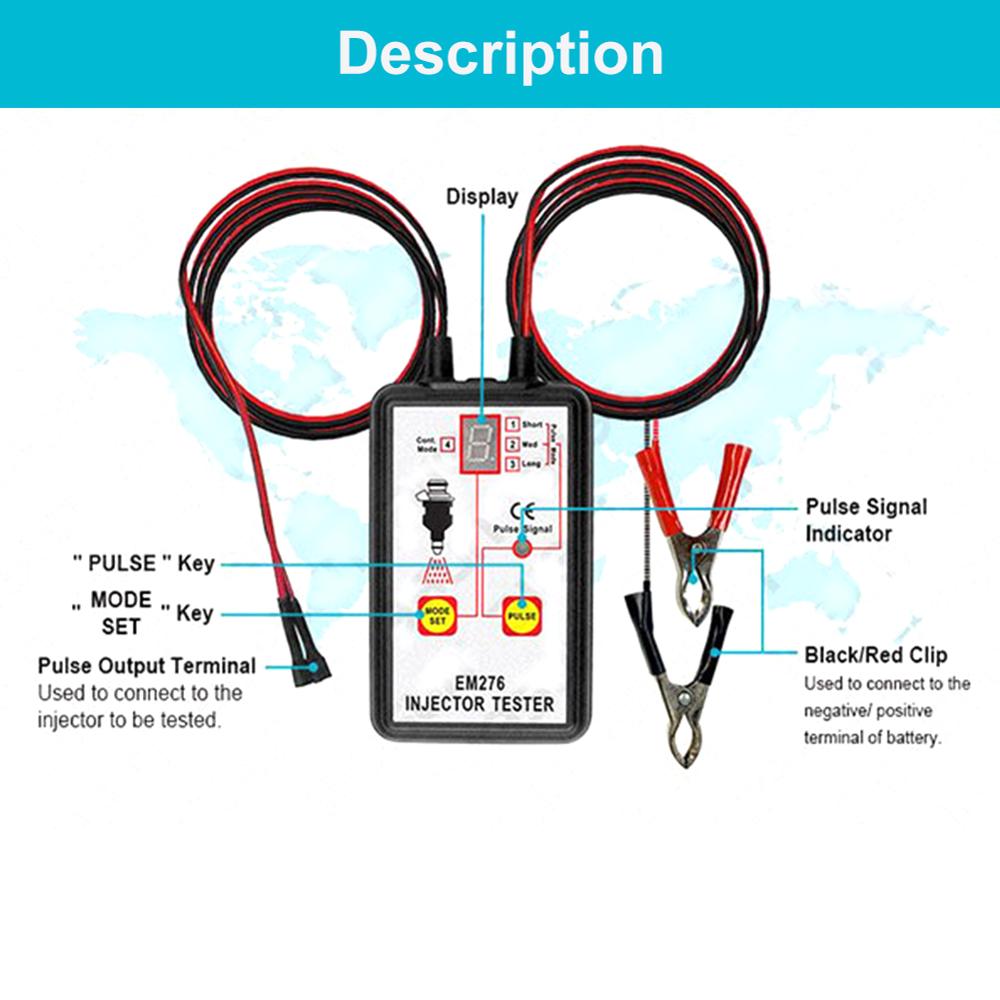 EM276 Injector Tester 12V Fuel Injector 4 Pluse Mode Tester Fuel System Scan Tool EM276 injection nozzle tester