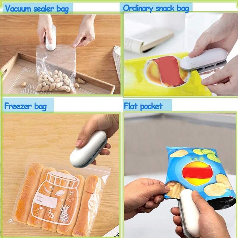 Mini Bag Sealer, Portable Vacuum Sealer Plastic Bag Sealer, Handheld Food Sealer Heat Seal for Chip Bag & Plastic Bags